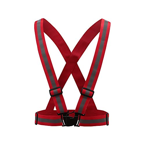 AYKRM 9 color High Visibility Reflective Vest Running Gear High Vis Adjustable Safety Vest - color: Red