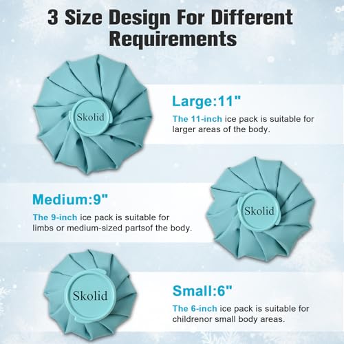Ice Packs for Injuries Reusable, 3 Sizes, Lake Blue - color: Lake Blue