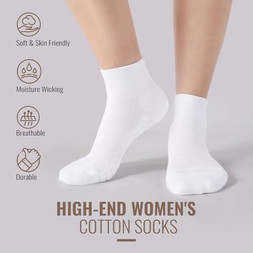 Ankle Socks Women White Black, 6/12 Pairs Running Quarter Socks - color: 6 White, size: 5-8