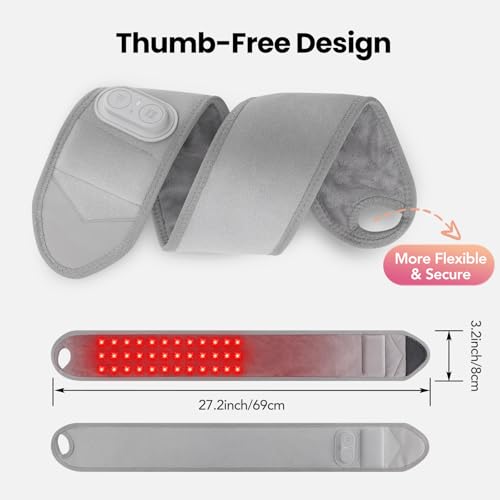WoloyHeatie Wrist Heating Pad Brace Wrap Red Light Massage Carpal Tunnel - color: Light Grey