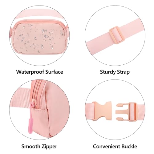 Fanny Pack Crossbody Bag for Women and Men, Belt Bag for Hiking Bum Bag with Adjustable Strap,Casual Cell Phone Pouch，Waist pack for Running Workout Sports Travel Pink