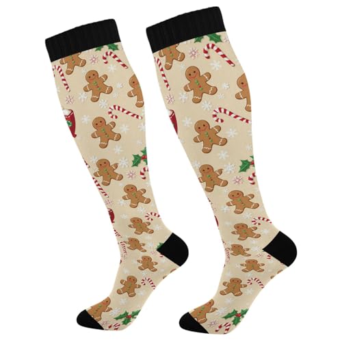 Wusikd Cats Compression Socks for Women and Men Circulation Cute Long Socks for Athletic Running 1 - color: Gingerbread Man