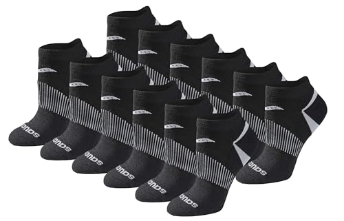 Saucony Women's RunDry Performance Selective Cushion Socks, Available in S-L (6, 12 Pairs) - color: Black Basic (12 Pairs), size: Medium