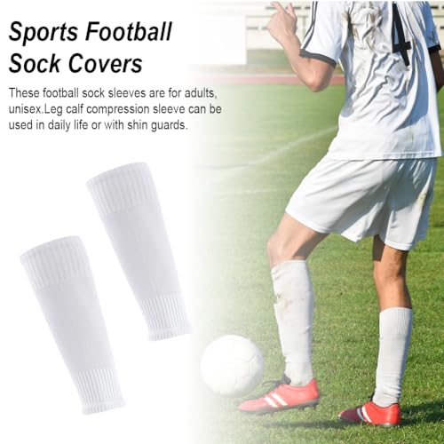 4 Pairs Leg Sleeves for Soccer, Shin Guard Sleeves Accompany Grip Socks, Youth Adults - color: White