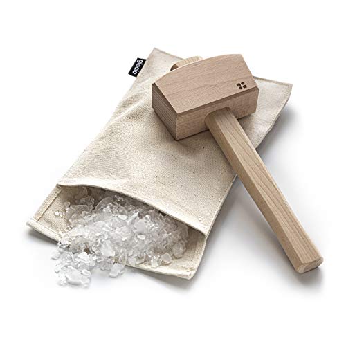 Ice Mallet and Lewis Bag Set, Wooden Hammer & Canvas Bag for Crushed Ice
