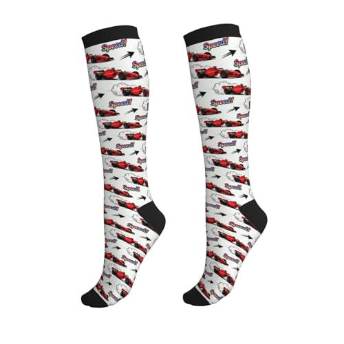 Compression Socks, Unisex 15-20 mmHg Knee High Support Socks - color: Racing Car