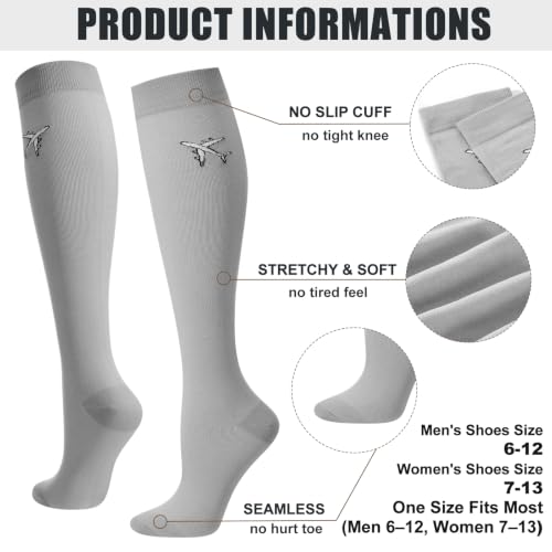 Skicuff 2 Pairs Travel Compression Socks for Men and Women - color: Grey