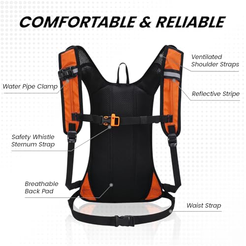 Nepest Hydration Pack Backpack with 2L Water Bladder Reflective Lightweight - color: Orange
