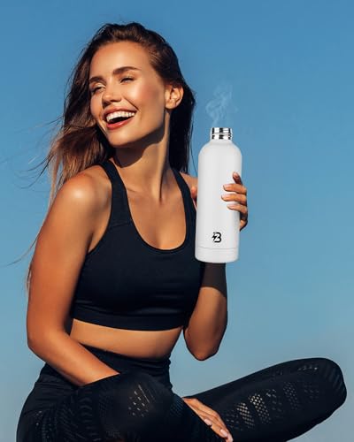 Stainless Steel Insulated Water Bottle no straw for Travel, Gym, 15 oz, White - color: White, size: 15 Ounces