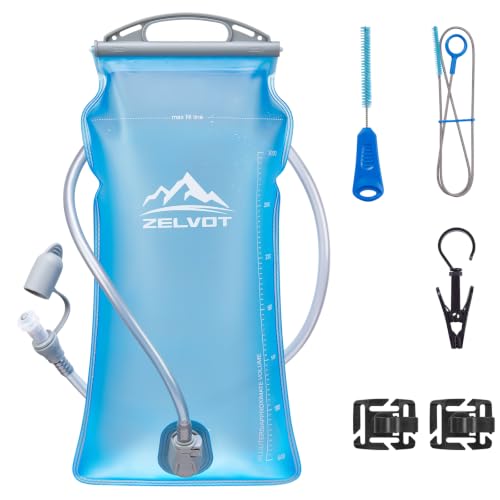 Zelvot 2L-3L Hydration Bladder Kit, 6 in1 Water Bladder with Cleaning Kit - color: Blue, size: 3L + Cleaning Kit