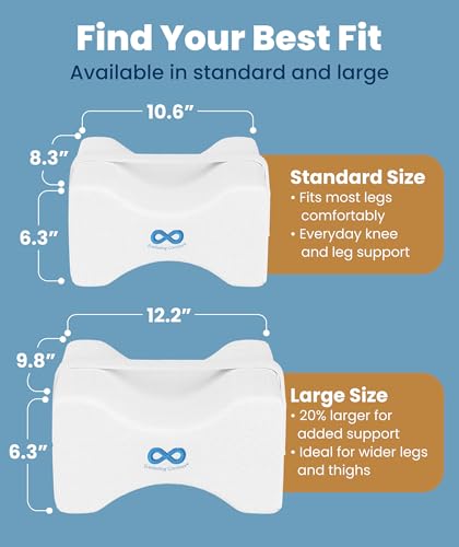 Everlasting Comfort Memory Foam Knee Pillow for Side Sleepers – Sciatica Pain Relief Pillow, Removable Strap Support – Leg Pillows for Sleeping Alignment, Knees, Back & Hip Cushion - size: Large