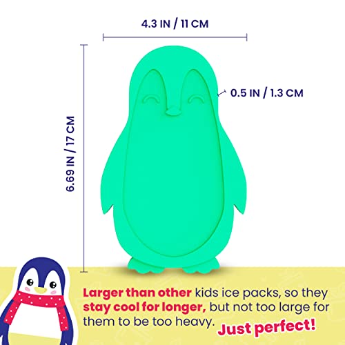 Healthy Packers Ice Packs for Kids Lunch Box, Slim Reusable 3-Pack Penguins - color: White