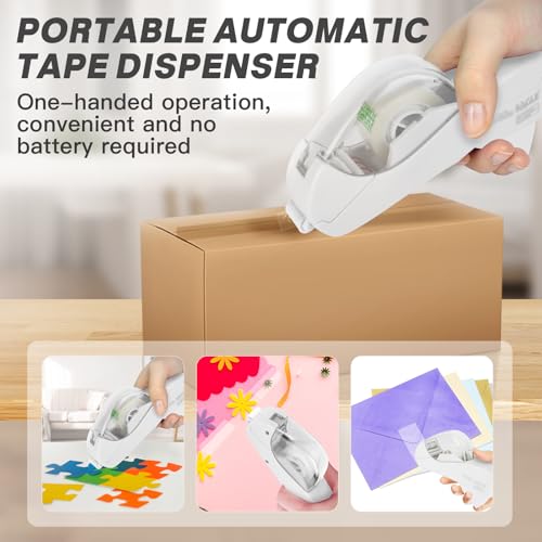 Eagle Automatic Tape Dispenser, Handheld & Portable Design, Office Tape Gun, One-Handed Operation with Safety Blade for Office, Home, DIY or Packaging (Includes 2 Free Tapes)(Snowy White) - color: Snowy White