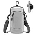 Cell Phone Holder with Arm Band, 2-in-1 Crossbody Bag for Running Walking - color: Silver Gray