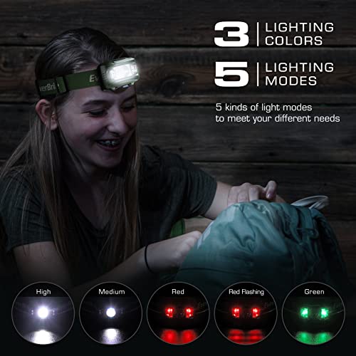 EverBrite Headlamp, 2 Pack LED Head Lamp for Kids & Adults, Red Light - color: Green