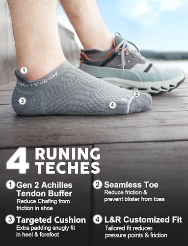 Juclise Men's No Show Compression Running Socks, Athletic Socks, 3 Pairs - color: Charcoal Heather+steel Heather+marine Od Green, size: X-Large