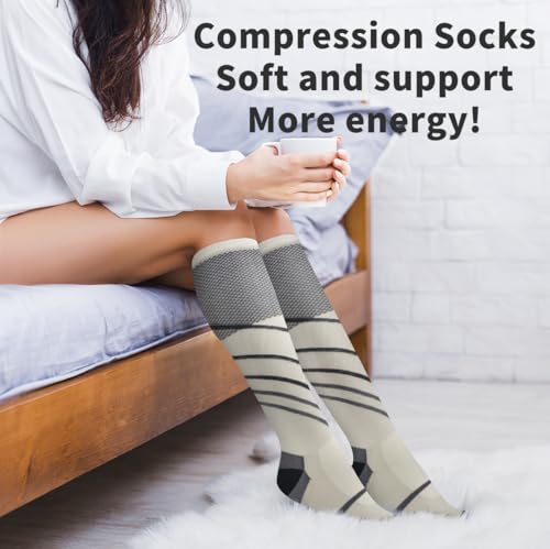 COOLOVER Copper Compression Socks for Women and Men(6 Pairs)-Best Support for Running, Athletic, Travel - color: 06a Gray/Blue/Green/Gray/White/Black, size: Large-X-Large