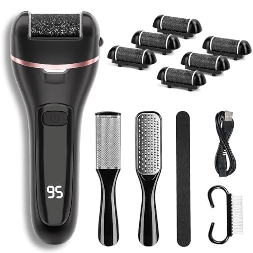 Electric Callus Remover for Feet with 6 Roller Heads 2 Speed Rechargeable Waterproof Foot File Pedicure Kit Foot Spa Products - style: 6 Roller Heads