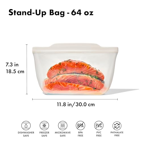 OXO Good Grips Silicone Reusable Bag - Stand-Up Half Gallon (64 oz), Oat - color: Oat, size: Stand-Up Half Gallon (64 oz)