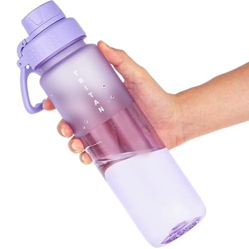 OLDLEY 32oz Frosted Clear Water Bottle, BPA-Free Tritan Plastic Reusable Water Bottle with Fast-Flow Spout Lid, Wide Mouth Leakproof Sports Drinking Bottle for Gym, School, Office, Travel,Amethyst - color: Amethyst