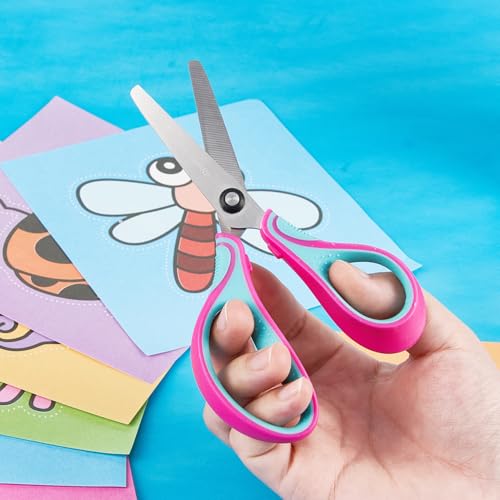 Kids Safety Scissors Ages 5-12 for School, 6" Soft Comfort Grip 3-Pack