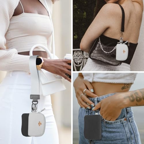 COOLANS Mini Wristlet Wallets Dual Pouch,Around Wristlet Handbag Wallet for Women Zip Cards Holder,Wristlet Bracelet Purse - color: Black&grey