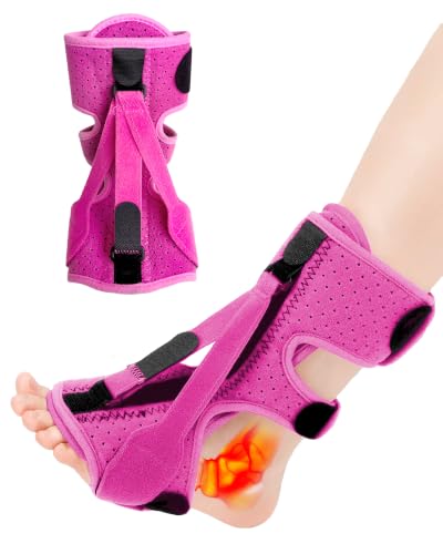 Dr.WYFOOTPlantar Fasciitis Night Splint - Upgraded 3-Strap Foot Drop Brace with Bendable Aluminum Bar | Achilles Tendonitis Relief Boot & Heel Pain Support for Sleeping, Women & Men (1 Pce Pink)