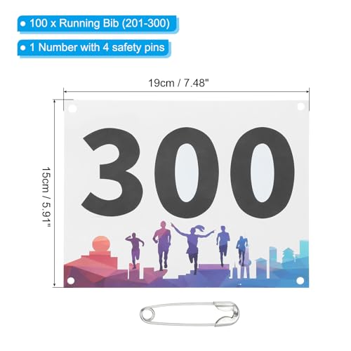 PATIKIL Tearproof Running Bib Numbers, Waterproof Race Competitor Numbers - size: 7x6 Inch, style: 201-300