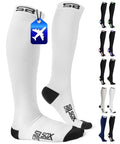 SB SOX Lite Compression Socks for Flying (15–20 mmHg) - color: White/Black, size: L/XL