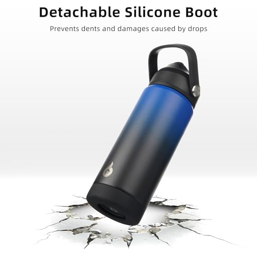 BJPKPK 18oz Insulated Water Bottle, Stainless Steel Bottle with Straw Lid - color: Black Blue, size: 18 Ounces
