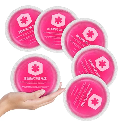 ICEWRAPS 4 inches Round Reusable Ice Packs with Cloth Backing, 5-Pack Pink - color: Pink