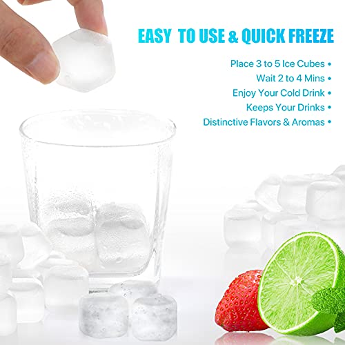 Reusable Ice Cubes for Drinks, 100 Pack Refreezable Plastic Ice Cubes BPA Free for Cocktails, Chills Drinks Without Diluting, Wine, Beer or Coffee Easy To Use - color: White-100Pack