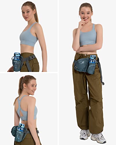 WATERFLY Fanny Pack Waist Bag: Waist Pack for Women Men with Water Bottle Holder Hiking Fanny Pack for Running Walking DogWalking Travel Cycling - color: dark blue