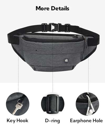 WATERFLY Running Belt Fanny Pack: Runner Marathon Jogging Waist Pack Sport Workout Exercise Fitness Phone Holder Belt for Men Women Jogger Slim Waistband Black - color: Heather Gray