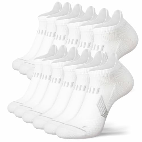 Hylaea Compression Ankle Socks for Running Athletic, Moisture Wicking - color: White 6 Pairs, size: Small