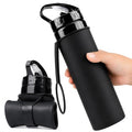 Collapsible Water Bottles 20oz, BPA-Free Silicone Foldable Water Bottle with Leak-Proof Lid Lightweight Portable Running & Travel Water Bottle for Hiking, Camping & Sports