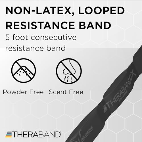 THERABAND CLX Resistance Band with Loops, 5-Foot Band - color: Level 5 / Special Heavy - Black