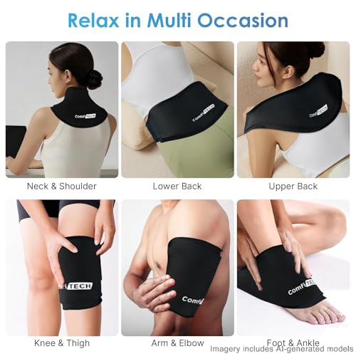 ComfiTECH Extended Neck Ice Pack Wrap Gel Coverage for Shoulder, M, 2 Pack - size: Medium