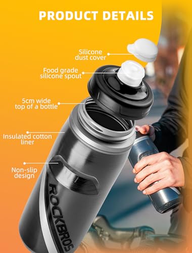 ROCKBROS Bike Water Bottle, 21oz Insulated Cycling Squeeze Bottle - color: Blue*2 Pack