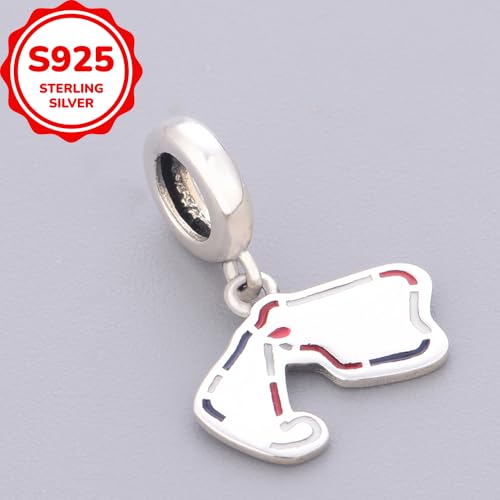 F1&Famous Race Racetrack Charm for Bracelet Necklaces, S925 Sterling Silver Charms, UK Brazil Spain Race Track Charms Jewelry Racing Souvenirs Gift - color: Race Racetrack Q4092