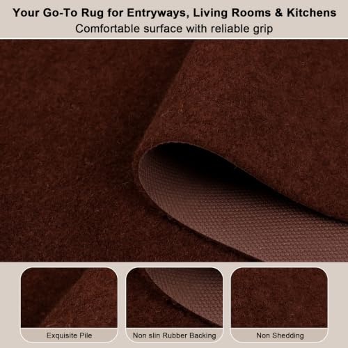 2 x 21 Ft Non Slip Entryway Runner Rug - color: Brown, size: 2' x 21' (Rectangular)