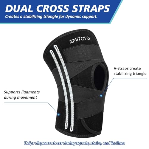 Knee Brace for Meniscus Tear, Spring Stabilizers for ACL MCL Black - size: Medium
