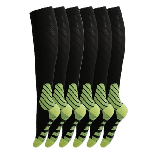6 Pairs Non-Slip Compression Socks for Women with Grippers, Pilates Yoga Sports Workout, Knee High
