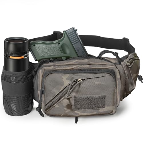 Concealed Carry Pistol Waist bag Tactical Conceal Carry Pistol Bag Fanny Packs Handgun Holster Pouch with Bottle&Gun Holder Fits 1911 Glock etc - color: ACU