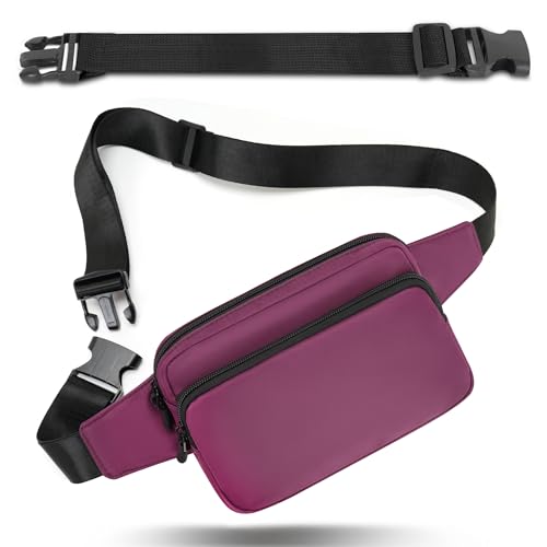 Fanny Pack Nylon Mini Belt Bag Everywhere Belt Bag for Women Water Repellent Waist Packs Crossbody Bags with Adjustable Strap - color: Purple
