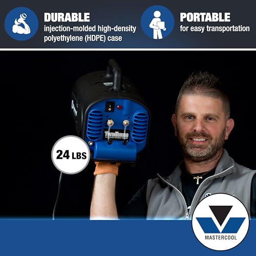 Mastercool 69400-CON Refrigerant Recovery Machine – Removes Contaminated R134a & R1234yf, Spark-Free Design, 30 lb DOT Tank