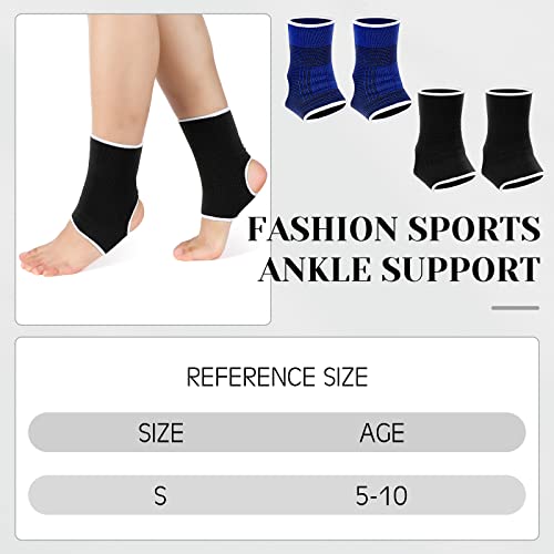 Haysandy 4 Pcs Kids Ankle Brace Support, Black, Dark Blue, 5-10 Years - color: Black, Dark Blue, size: 5-10 Years