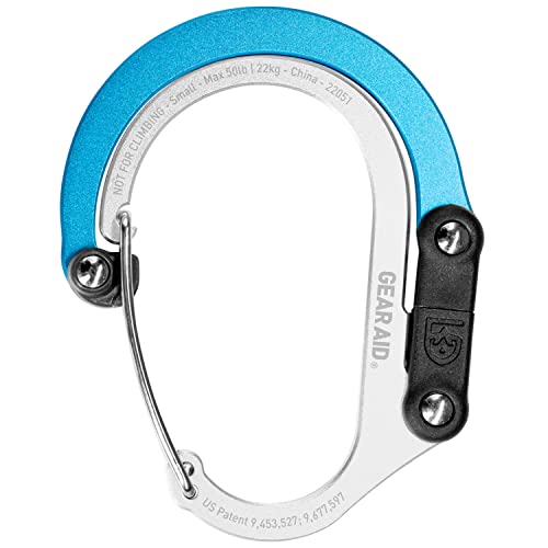 GEAR AID HEROCLIP Small Carabiner Gear Clip with 360° Swivel Hook - color: Blue Steel, size: 1 Carabiner