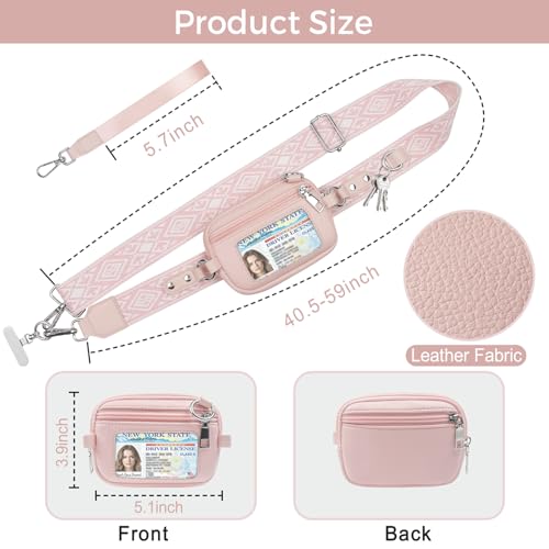 Phone Lanyard Wallet Crossbody Strap To Save The Bag For Girls - color: Pink