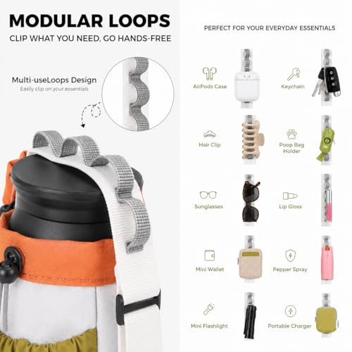 Water Bottle Holder with Strap Fits 16-24oz Bottle, Water Bottle Carrier with Earphone Bag, Hands-Free Crossbody Bottle Bag for Dog Walking, Travel, Hiking & Everyday Use - color: Khaki